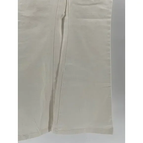 FINESSE Women's White V Frayed Cinched Waist Pull-On Flare Pants SZ XS - Picture 7 of 12